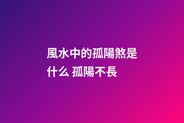風水中的孤陽煞是什么 孤陽不長